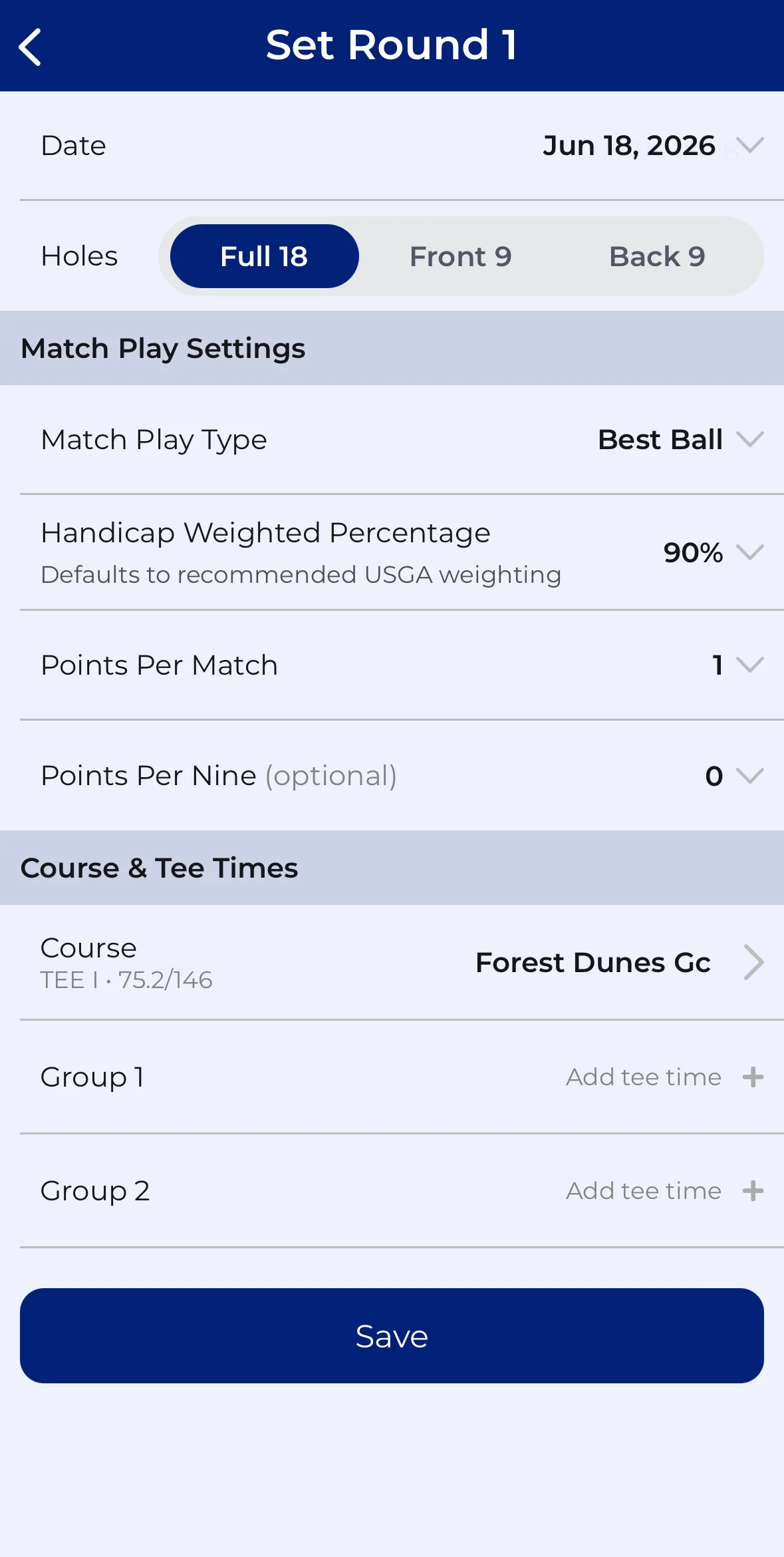 CupTracker tournament creation screen